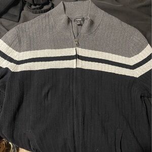 Alfani Casual Zip Up Sweater Size XXL Navy/Grey